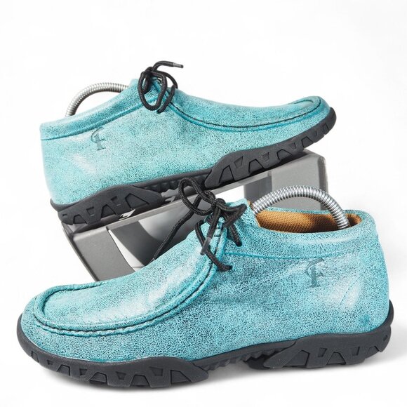 Ferrini Rouge Moc Toe Mid Leather Chukka Boots Women's 10B Turquoise 63722-50 - Picture 1 of 11